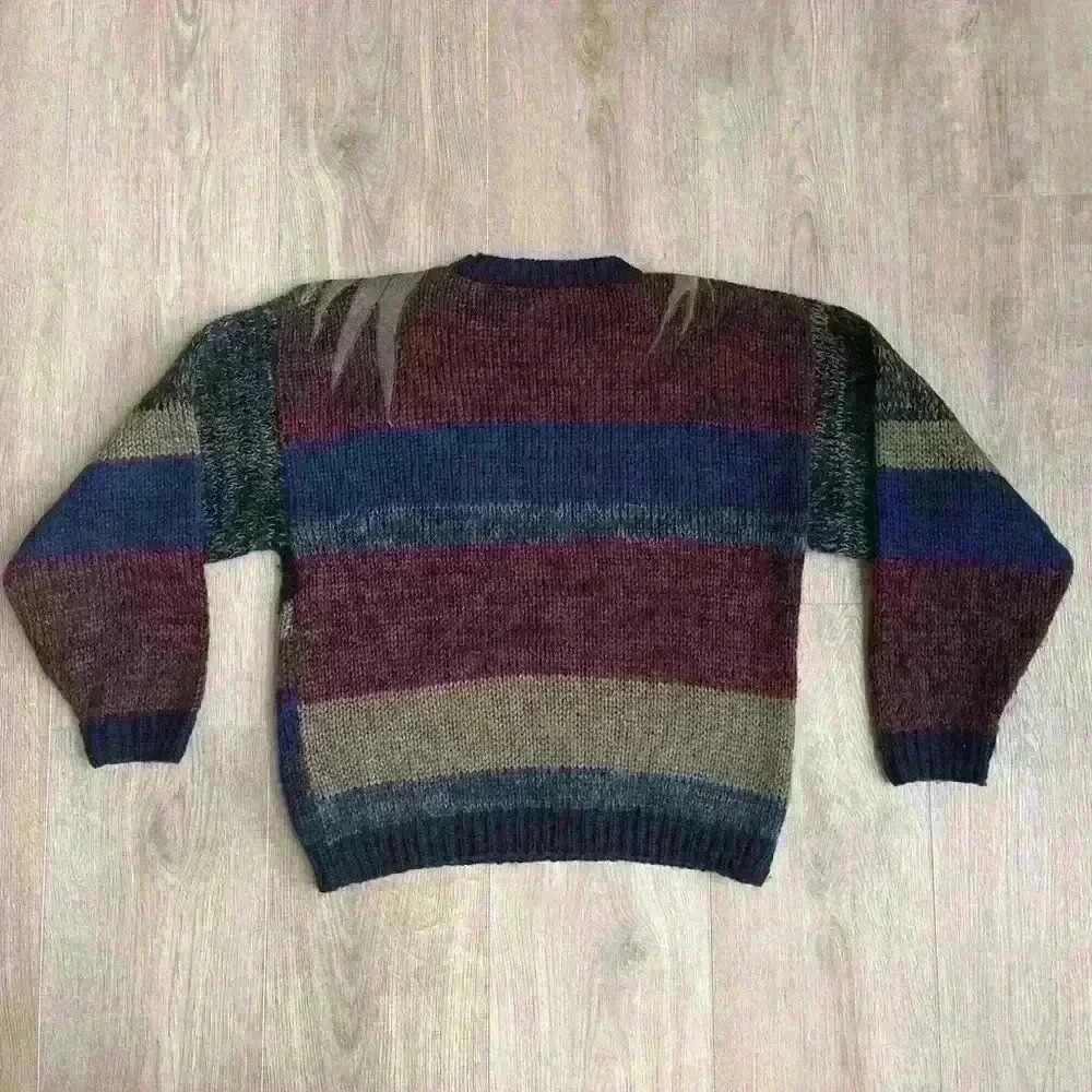 Vintage 90s Patchwork Knit Dad Sweater Bald Eagle w/ Leather Accents Medium - Picture 4 of 8